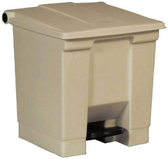 Rubbermaid - 8 Gal Rectangle Unlabeled Trash Can - 17-1/8" High x 16-1/4" Long x 15-3/4" Wide, Beige, High-Density Polyethylene (Base), Polypropylene (Lid) - Benchmark Tooling