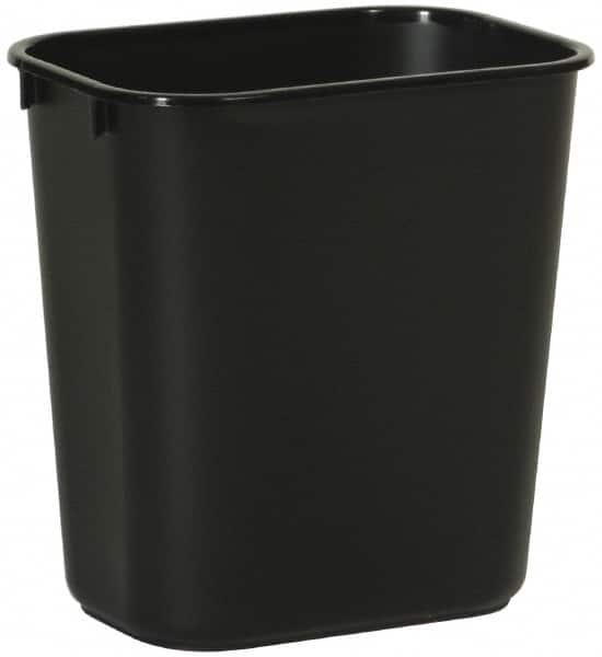 Rubbermaid - 14 Qt Black Rectangle Trash Can - Polyethylene, 12-1/8" High x 11-3/8" Long x 8-1/4" Wide - Benchmark Tooling