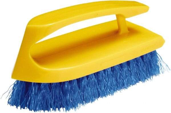 Rubbermaid - 1" Bristle Length, Synthetic Scrub Brush - 6" OAL, Easy Grip Handle, Blue, Plastic Block - Benchmark Tooling