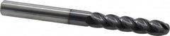 Accupro - 3/8" Diam, 1-3/4" LOC, 4 Flute Solid Carbide Ball End Mill - AlTiN Finish, Single End, 4" OAL, 3/8" Shank Diam, Spiral Flute - Benchmark Tooling