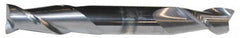 Accupro - 1/8", 3/8" LOC, 3/8" Shank Diam, 3" OAL, 2 Flute, Solid Carbide Square End Mill - Double End, AlTiN Finish, Spiral Flute, 40° Helix, Centercutting, Right Hand Cut, Right Hand Flute - Benchmark Tooling