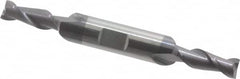 Accupro - 1/4", 5/8" LOC, 3/8" Shank Diam, 3" OAL, 2 Flute, Solid Carbide Square End Mill - Double End, AlTiN Finish, Spiral Flute, 40° Helix, Centercutting, Right Hand Cut, Right Hand Flute - Benchmark Tooling