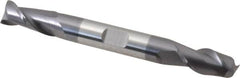Accupro - 3/8", 3/4" LOC, 3/8" Shank Diam, 3-1/2" OAL, 2 Flute, Solid Carbide Square End Mill - Double End, AlTiN Finish, Spiral Flute, 40° Helix, Centercutting, Right Hand Cut, Right Hand Flute - Benchmark Tooling