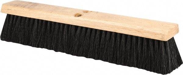 PRO-SOURCE - 18" General Purpose Polypropylene Push Broom - 3" Bristle Length, Wood Block, Threaded Handle Connection, Handle Sold Separately - Benchmark Tooling