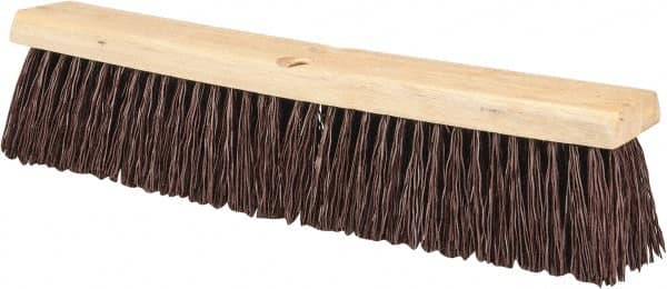 PRO-SOURCE - 18" Heavy Duty Polypropylene Push Broom - 3-1/4" Bristle Length, Wood Block, Threaded Handle Connection, Handle Sold Separately - Benchmark Tooling