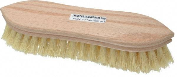 PRO-SOURCE - 1" Bristle Length, Tampico Scrub Brush - 9" OAL, Hardwood Block - Benchmark Tooling