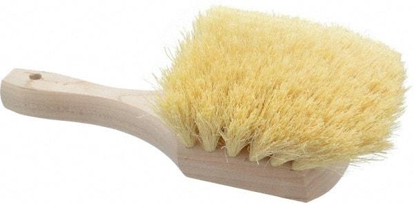 PRO-SOURCE - 2" Bristle Length, Tampico Utility Scrub Brush - 8" OAL, White, Hardwood Block - Benchmark Tooling