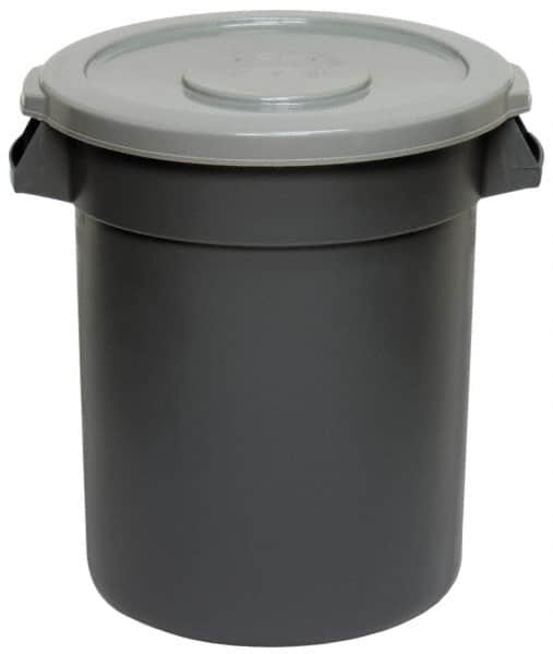 Continental - Round Lid for Use with 10 Gal Round Trash Cans - Gray, Polyethylene, For Huskee Trash Cans - Benchmark Tooling