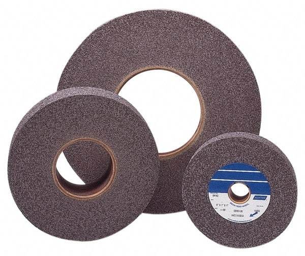 Norton - 6" Diam, 1" Face Width, 1" Center Hole, Medium Grade, Aluminum Oxide Deburring Wheel - Convolute, Density 9 Grade, 6,000 RPM - Benchmark Tooling