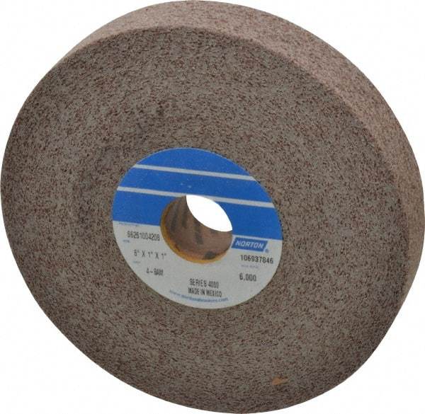 Norton - 6" Diam, 1" Face Width, 1" Center Hole, Medium Grade, Aluminum Oxide Deburring Wheel - Convolute, Hard Density 8 Grade, 6,000 RPM - Benchmark Tooling