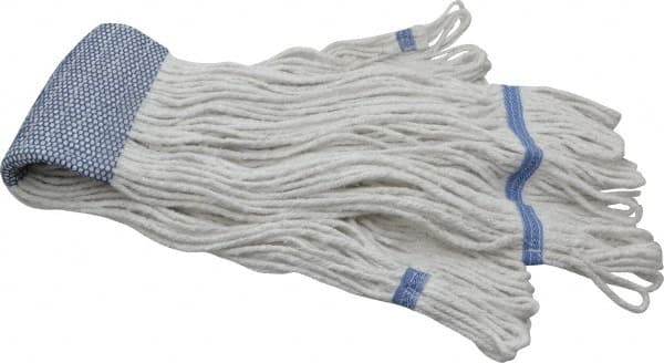 PRO-SOURCE - 5" White Head Band, X-Large Blended Fiber Extra Large #32 Loop End Mop Head - 4 Ply, Clamp Jaw Connection, Use for General Purpose - Benchmark Tooling