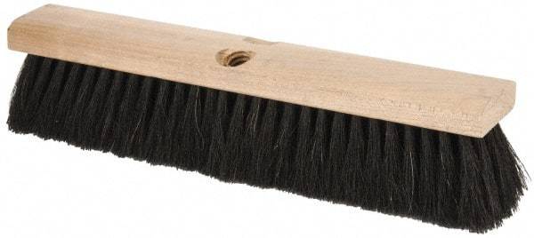 PRO-SOURCE - 14" General Purpose Horsehair Push Broom - 3" Bristle Length, Wood Block, Threaded Handle Connection, Handle Sold Separately - Benchmark Tooling