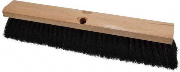 PRO-SOURCE - 16" General Purpose Horsehair Push Broom - 3" Bristle Length, Wood Block, Threaded Handle Connection, Handle Sold Separately - Benchmark Tooling