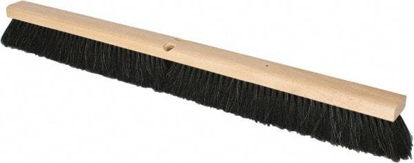 PRO-SOURCE - 36" General Purpose Horsehair Push Broom - 3" Bristle Length, Wood Block, Threaded Handle Connection, Handle Sold Separately - Benchmark Tooling