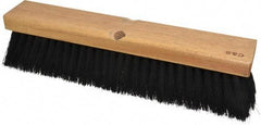 PRO-SOURCE - 14" General Purpose Horsehair Blend Push Broom - 3" Bristle Length, Wood Block, Threaded Handle Connection, Handle Sold Separately - Benchmark Tooling