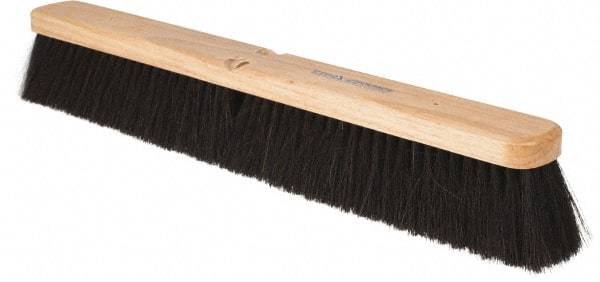 PRO-SOURCE - 24" General Purpose Horsehair Blend Push Broom - 3" Bristle Length, Wood Block, Threaded Handle Connection, Handle Sold Separately - Benchmark Tooling