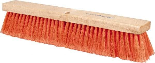 PRO-SOURCE - 18" General Purpose Polypropylene Push Broom - 3" Bristle Length, Wood Block, Threaded Handle Connection, Handle Sold Separately - Benchmark Tooling