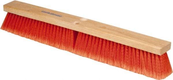 PRO-SOURCE - 24" General Purpose Polypropylene Push Broom - 3" Bristle Length, Wood Block, Threaded Handle Connection, Handle Sold Separately - Benchmark Tooling