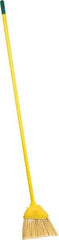 PRO-SOURCE - 8" Wide, Yellow Polypropylene Bristles, Vinyl-Coated Metal Handle, Angled Broom - Flagged, Water Resistant - Benchmark Tooling