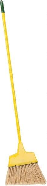 PRO-SOURCE - 12" Wide, Yellow Polypropylene Bristles, Vinyl-Coated Metal Handle, Angled Broom - Flagged, Water Resistant - Benchmark Tooling