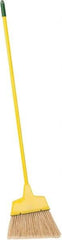 PRO-SOURCE - 12" Wide, Yellow Polypropylene Bristles, Vinyl-Coated Metal Handle, Angled Broom - Flagged, Water Resistant - Benchmark Tooling