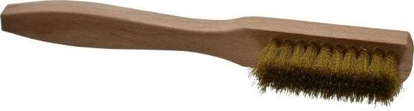 PRO-SOURCE - 8" OAL, Brass Utility Brush - 5/8" Bristle Length, 1-1/2" Long x 1/2" Wide Head, Straight Hardwood Handle - Benchmark Tooling