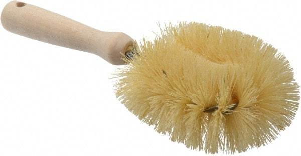 Made in USA - Tampico Food Service Brush - 3-1/2" x 3-1/2" Long x 3-1/2" Wide Head, 3-1/2" OAL, White, Wood Block - Benchmark Tooling