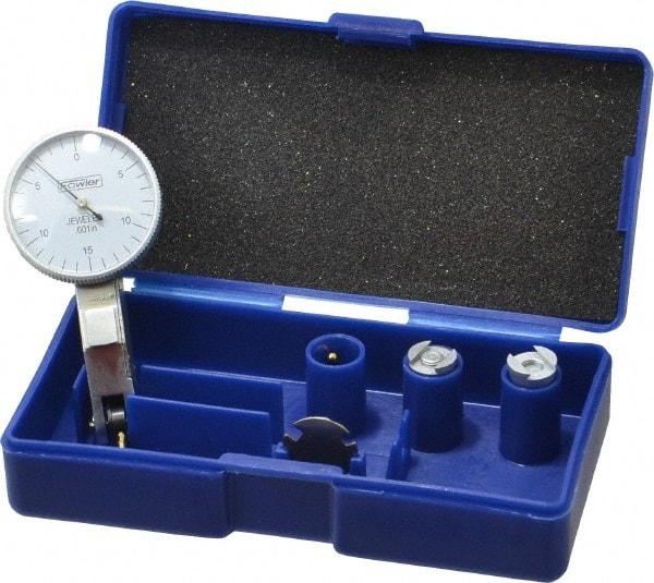 Fowler - 0.03 Inch Range, 0.001 Inch Dial Graduation, Horizontal Dial Test Indicator - 1 Inch White Dial, 0-15-0 Dial Reading - Benchmark Tooling