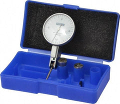 Fowler - 0.02 Inch Range, 0.0005 Inch Dial Graduation, Horizontal Dial Test Indicator - 1-1/2 Inch White Dial, 0-10-0 Dial Reading - Benchmark Tooling