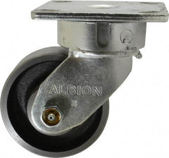Albion - 4" Diam x 1-1/2" Wide x 5-5/8" OAH Top Plate Mount Swivel Caster - Drop Forged, 1,400 Lb Capacity, Roller Bearing, 4 x 4-1/2" Plate - Benchmark Tooling