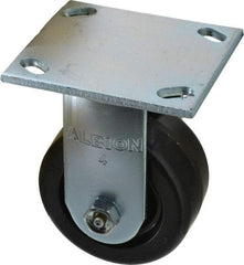 Albion - 4" Diam x 2" Wide x 5-5/8" OAH Top Plate Mount Rigid Caster - Phenolic, 800 Lb Capacity, Roller Bearing, 4 x 4-1/2" Plate - Benchmark Tooling