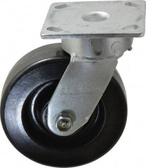 Albion - 6" Diam x 2" Wide x 7-1/2" OAH Top Plate Mount Swivel Caster - Phenolic, 1,200 Lb Capacity, Roller Bearing, 4 x 4-1/2" Plate - Benchmark Tooling
