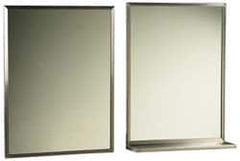 Made in USA - 18 Inch Wide x 24 Inch High, Theft Resistant Rectangular Glass Washroom Mirror - Stainless Steel Frame - Benchmark Tooling