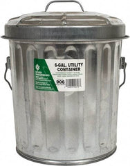 PRO-SOURCE - Galvanized Metal Pail with Lid - Galvanized Metal, 12-1/8" High - Benchmark Tooling