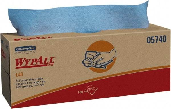 WypAll - L40 Dry General Purpose Wipes - Pop-Up, 9-3/4" x 16-3/8" Sheet Size, Blue - Benchmark Tooling