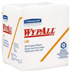 WypAll - L40 1/4 Fold General Purpose Wipes - Poly Pack, 12" x 12-1/2" Sheet Size, White - Benchmark Tooling