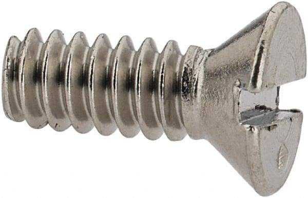 Value Collection - #6-32 UNC, 3/8" OAL Slotted Drive Machine Screw - Flat Head, Grade 316 Stainless Steel, Uncoated, Without Washer - Benchmark Tooling