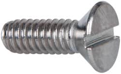 Value Collection - #8-32 UNC, 1/2" OAL Slotted Drive Machine Screw - Flat Head, Grade 316 Stainless Steel, Uncoated, Without Washer - Benchmark Tooling