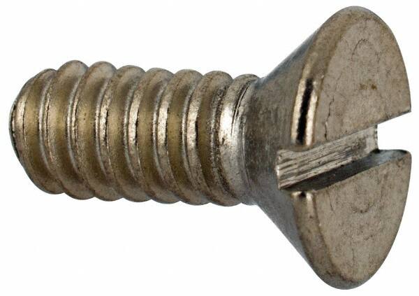 Value Collection - #10-24 UNC, 1/2" OAL Slotted Drive Machine Screw - Flat Head, Grade 316 Stainless Steel, Uncoated, Without Washer - Benchmark Tooling
