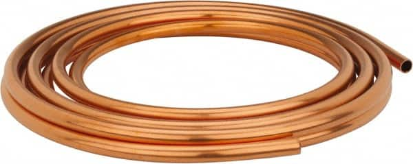 Mueller Industries - 20' Long, 1/2" OD x 3/8" ID, Copper Seamless Tube - 0.035" Wall Thickness, 0.198 Ft/Lb - Benchmark Tooling