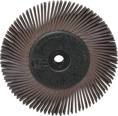 3M - 6" Diam, 1/2" Max Face Width, Plain Hole Radial Bristle Brush - 36 Grit, Very Coarse Grade, 6,000 Max RPM, Dark Brown - Benchmark Tooling