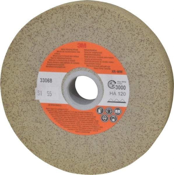 3M - 6" Diam, 1" Face Width, 1" Center Hole, Medium Grade, Aluminum Oxide Deburring Wheel - Unitized, Hard Grade, 3,600 RPM - Benchmark Tooling