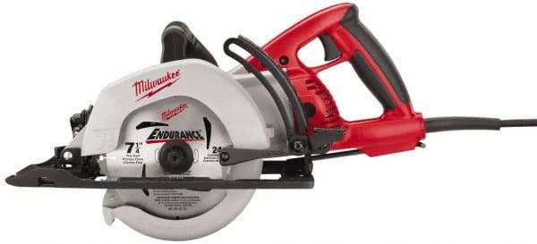 Milwaukee Tool - 15 Amps, 7-1/4" Blade Diam, 4,400 RPM, Electric Circular Saw - 120 Volts, Diamond Arbor Hole, Left Blade - Benchmark Tooling