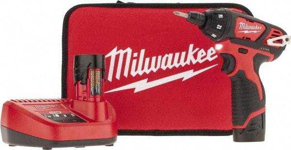 Milwaukee Tool - 12 Volts, Lithium-Ion Battery, Pistol Grip Cordless Screwdriver - 500 RPM, 150 Inch/Lbs. Torque - Benchmark Tooling