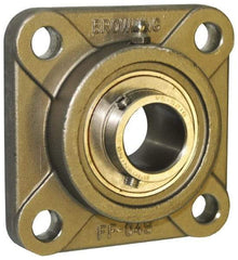 Browning - 1-1/4" ID, 4-5/8" OAL x 4-5/8" OAH 4-Bolt Flange - 3,493 Lb Static Cap, 5,782 Lb Dyn Cap, 3-5/8" Btw Mnt Hole Ctrs, Stainless Steel - Benchmark Tooling