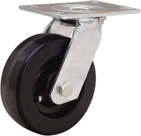 Hamilton - 6" Diam x 2" Wide x 7-1/2" OAH Top Plate Mount Swivel Caster - Phenolic, 900 Lb Capacity, Straight Roller Bearing, 4-1/2 x 6-1/4" Plate - Benchmark Tooling