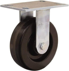 Hamilton - 6" Diam x 2" Wide x 7-1/2" OAH Top Plate Mount Rigid Caster - Phenolic, 900 Lb Capacity, Straight Roller Bearing, 4-1/2 x 6-1/4" Plate - Benchmark Tooling