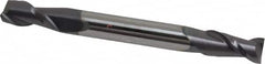 Accupro - 1/4", 1/2" LOC, 1/4" Shank Diam, 2-1/2" OAL, 2 Flute, Solid Carbide Square End Mill - Double End, AlTiN Finish, Spiral Flute, 40° Helix, Centercutting, Right Hand Cut, Right Hand Flute - Benchmark Tooling