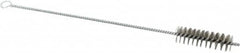 Schaefer Brush - 3" Long x 1" Diam Stainless Steel Long Handle Wire Tube Brush - Single Spiral, 15" OAL, 0.007" Wire Diam, 3/8" Shank Diam - Benchmark Tooling