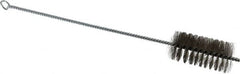 Schaefer Brush - 3" Long x 1-1/2" Diam Stainless Steel Long Handle Wire Tube Brush - Single Spiral, 15" OAL, 0.007" Wire Diam, 3/8" Shank Diam - Benchmark Tooling